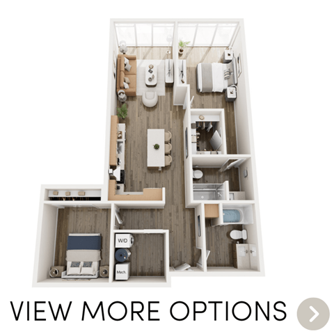 2 bedroom 2 bathroom floor plan at Lindsey Living | Apartments in Troy, MI